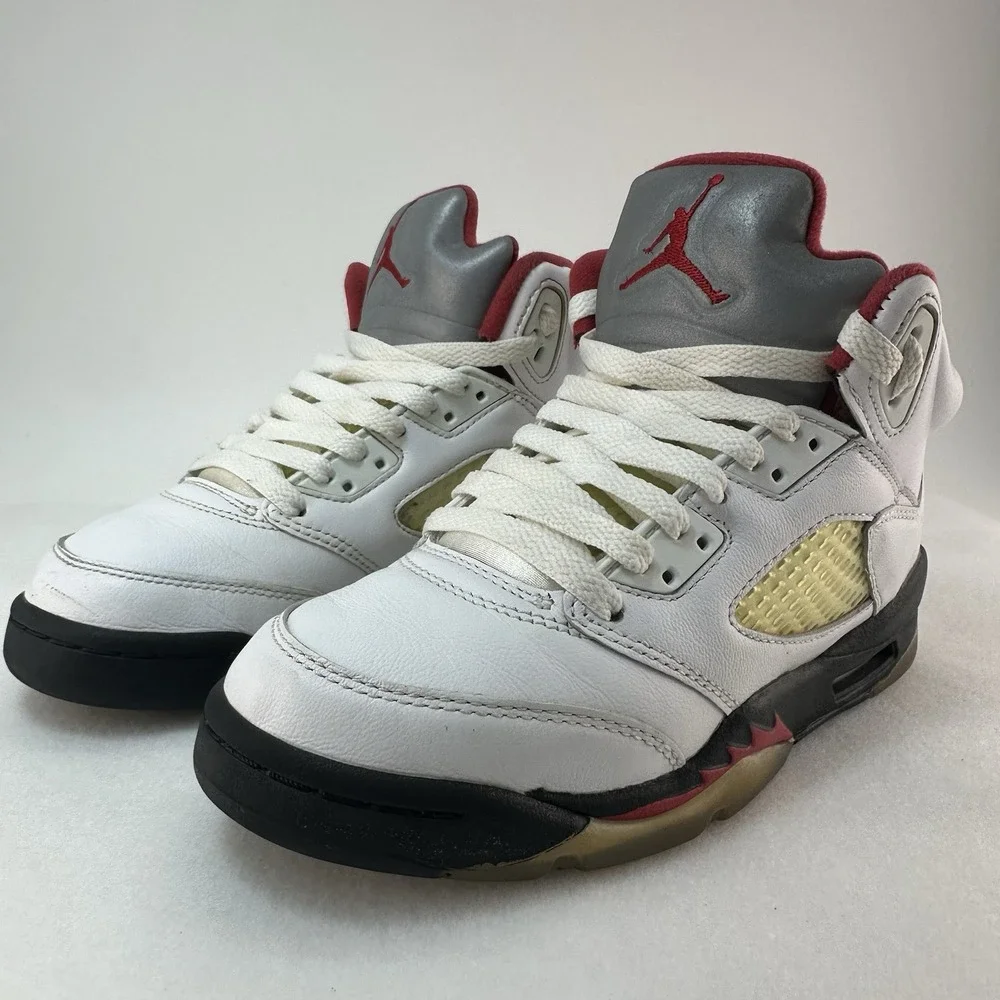 Nike Air Jordan 5 Retro GS Fire Red 2020 White Red Black 440888-102 Size 4Y